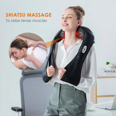 Shiatsu Shoulder & Neck Massager with Heat, 4D Deep Kneading Back Massager Gifts for Men Women