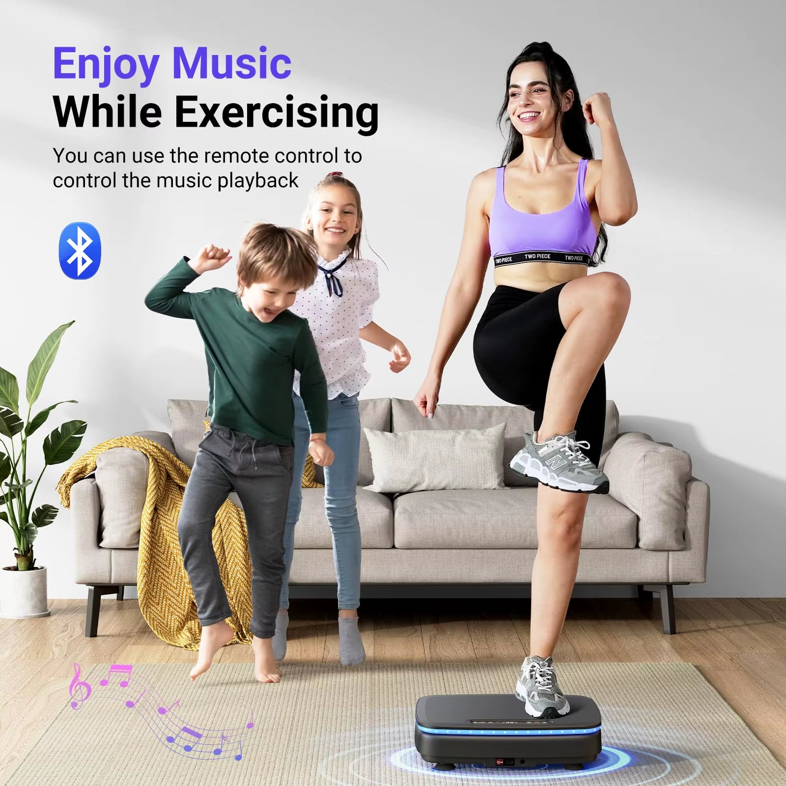 Vibration Plate Exercise Machine with Light Whole Body Workout Power Vibrate Platform Vibration Plate Lymphatic Drainage